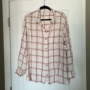 Old Navy plaid button up tunic shirt